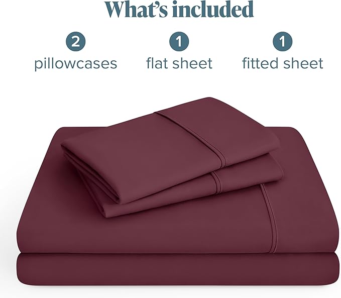 Bare Home Hotel Luxury Twin XL Sheet Set, Extra Soft - 4 Piece Set - Deep Pockets - Easy Fit - Cooling & Breathable - Wrinkle, Fade, Stain Resistant - Includes 2 Pillowcases (Twin XL, Burgundy)
