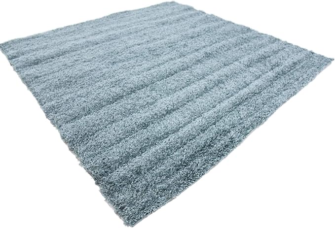 Unique Loom Solid Shag Collection Area Rug (8' Square, Light Slate Blue)