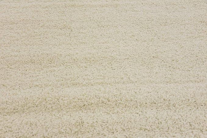 Unique Loom Solid Shag Collection Area Rug (7' 10" Square, Pure Ivory)