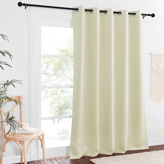 NICETOWN Blackout Living Room Curtain 102 inch Length - Grommet Thermal Insulated Cold & Heat Blocking Window Treatment Sound Reducing Drape for Bedroom (Beige, 1 Piece, W66 x L102)