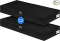 Under Bed Storage Containers, Low Profile Underbed Storage Bin 4.5 Inches Tall Clothes Storage Organizer With Rigid Side & Bottom, Shallow Thin Under Couch Dresser Storage Dorm With Lid - 2Pcs Black