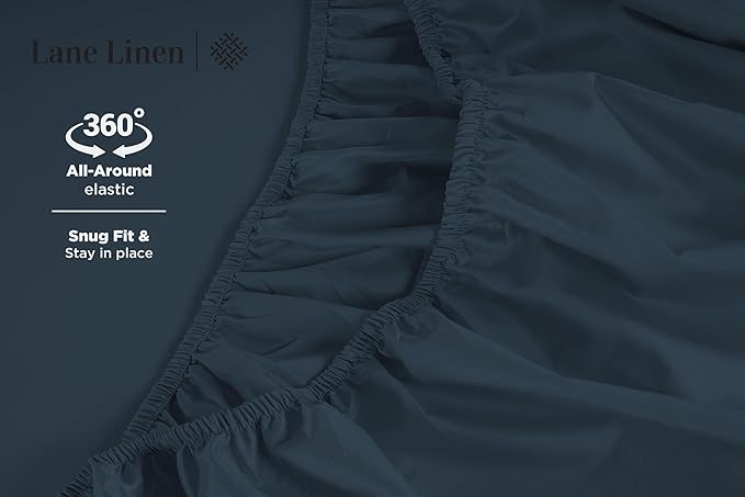 LANE LINEN Full Size Bed Sheets Set - 600 Thread Count Full Sheet Set - 100% Cotton Sheets Full Size Bed Set, Soft Cotton Bed Sheet Set, Sateen Weave Hotel Sheets, Luxury Full Sheet Set - Estate Blue