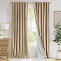 Lazzzy Cream Velvet Curtains 108 Inches Long Blackout Thermal Insulated Room Darkening Lined Curtain Drapes Back Tab Window Treatments for Bedroom Living Room 2 Panels,52 x 108 Inch, Latte