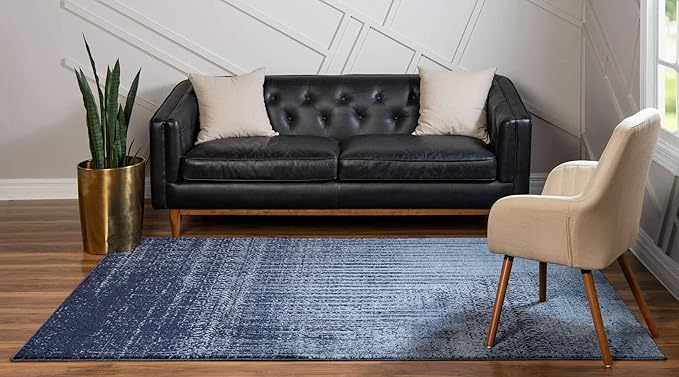 Unique Loom Del Mar Collection Area Rug - Jennifer (7' 10" x 11' Rectangle, Blue/ Navy Blue)