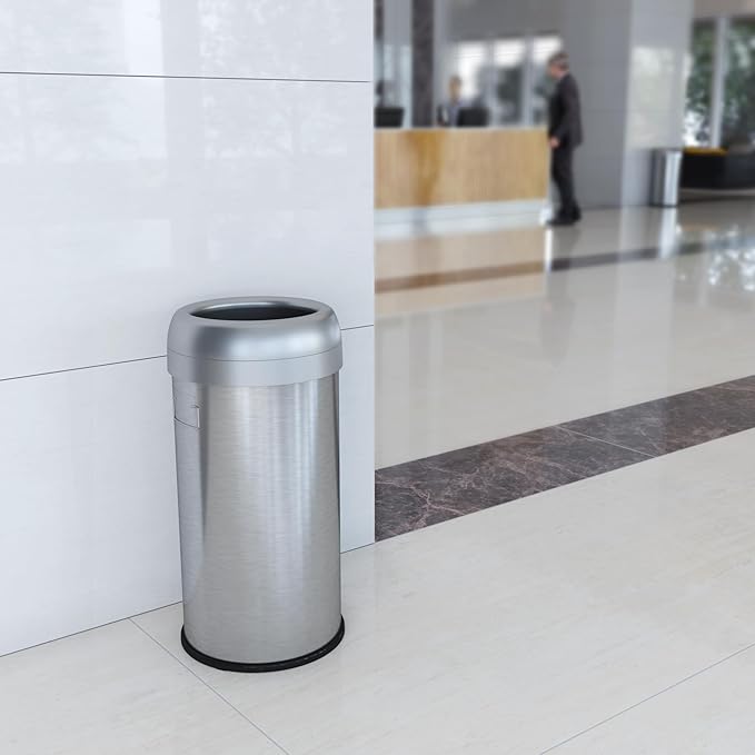 iTouchless 16 Gallon / 61 Liter Dual-Deodorizer Trash Can and Recycle Bin, Stainless Steel Commercial Grade Large 10 Inch, Home, Restaurant, Restroom, Office, Open Top, Round