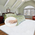 White Washable Faux Fur Area Rug - 8x10, Fluffy Boho Rectangle Rug for Living Room, Bedroom & Teen Room Home Decor