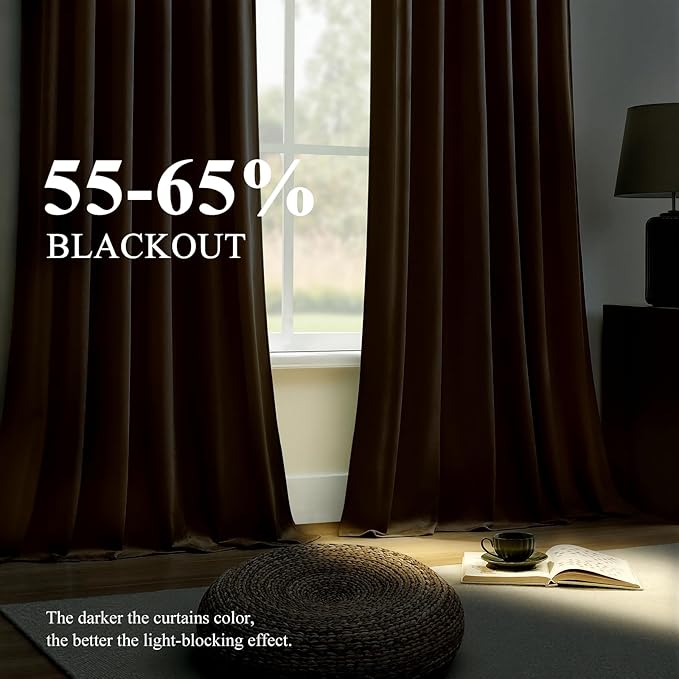 AUSSPVOCT Brown Velvet Curtains 84 Inches for Living Room, Elegant Sound Reducing Thermal Insulated Drapes Room Darkening Luxury Blackout Curtain for Bedroom, Back Tab Rod Pocket, Goldbrown, 2 Panels