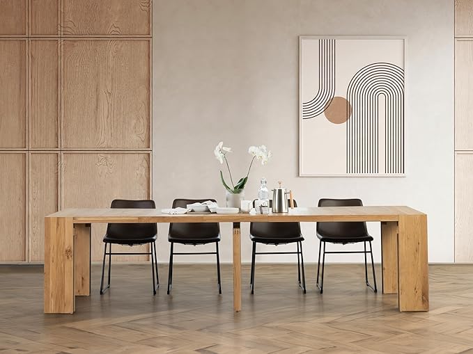 Transformer Table - Solid Wood Extendable Dining Table, Seats 2-12, Extendable Dining Room Table, Space-Saving Furniture, Expandable Dining Furniture, Natural (Table Only)