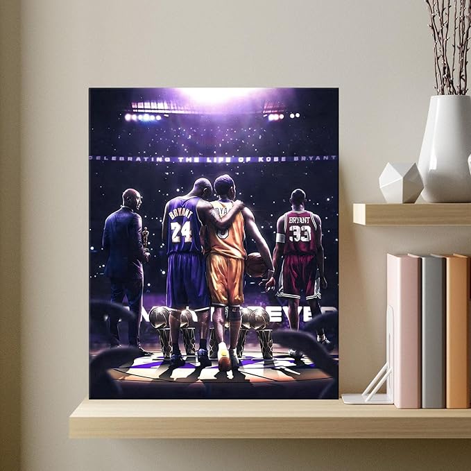 Kobe Bryant Legacy Canvas Wall Art Print Poster, Iconic Inspirational Sports Picture Artwork, Motivational Mamba Mentality Painting Wall Decor for Office Gym Home Living Room Bedroom, Framed 11x14inch