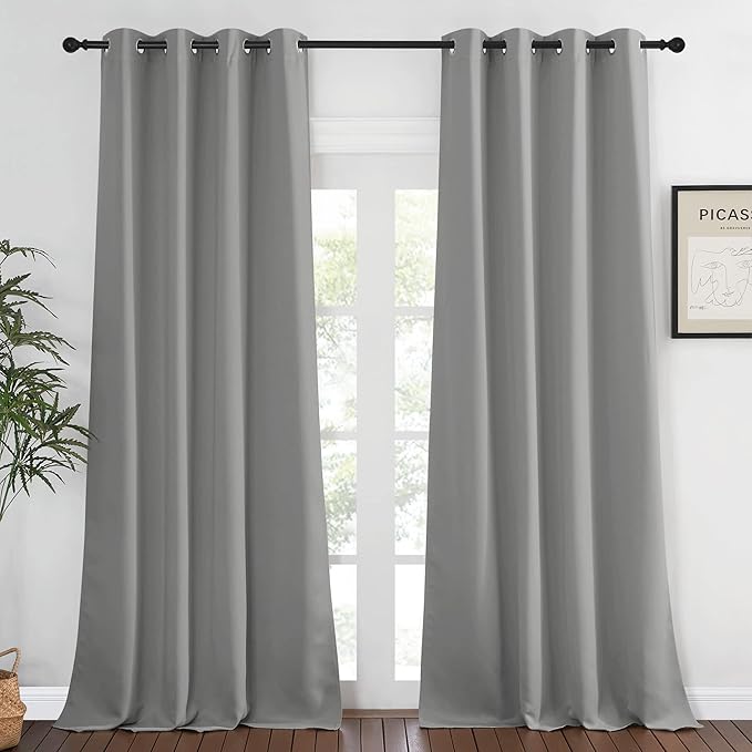 NICETOWN Blackout Curtain & Drape - (Silver Grey Color) Room Darkening Thermal Insulated Drapery for Living Room/Villa, W52 x L95, 1 Panel