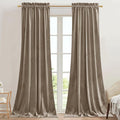 StangH Camel Beige Curtains 90 inches Long Luxury Soft Velvet Thermal Insulated Privacy Assured Curtain Panels for Sliding Door Dining Room Closet, W42 x L90, 2 Panels