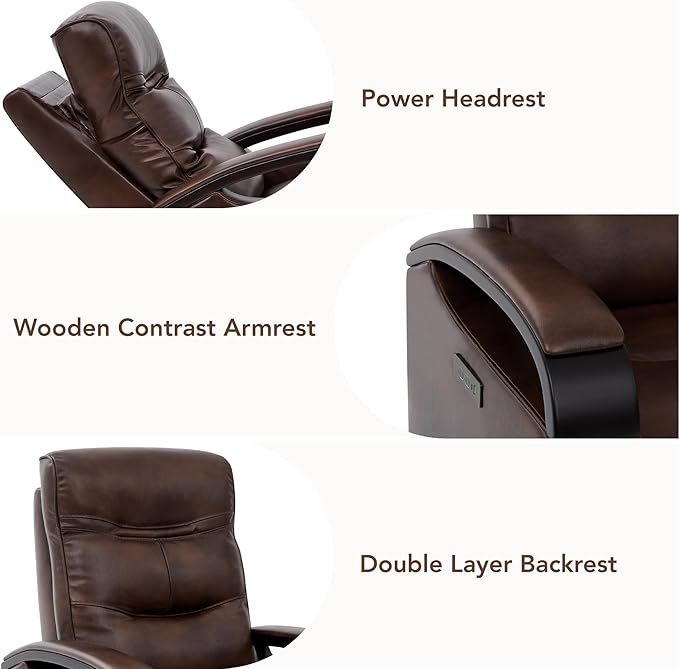 CHITA Genuine Leather Power Swivel Glider Rocker Recliner, FSC Certified Mid Century Modern Recliner Chair for Adults, Adjustable Power Headrest, for Nursery and Living Room, Cognac Brown