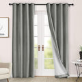Macochico 100% Blackout Chenille Curtains for Living Room Classic Chenille Window Curtain Panels Thermal Drapes for Bedroom Hotel Grommet Curtains with Tieback Rock Grey 84" Wx96 L 1 Panel