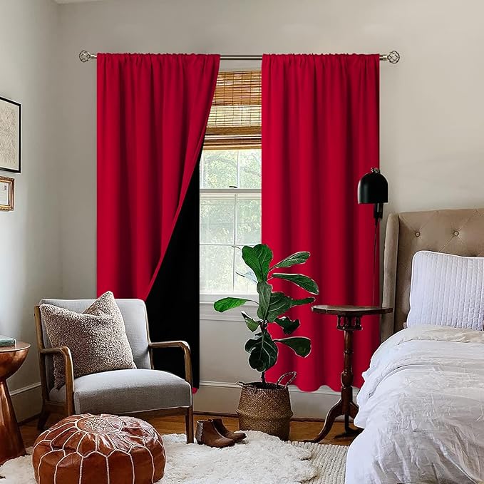 BGment Blackout Curtains for Living Room 72 Inch Long, Thermal Insulated Bedroom Curtains Rod Pocket Full Room Darkening Drapes, Each Window Curtains 2 Panels, 42 Wide, Red