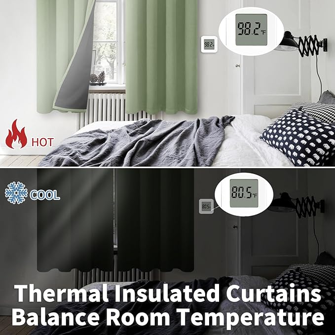 BGment Blackout Curtains 95 Inches Long 2 Panels Set for Living Room, Thermal Insulated 100% Light Blocking Curtains&Drapes, Grommet Soundproof Curtains for Bedroom Window, Each 52 Wide, Grass Green