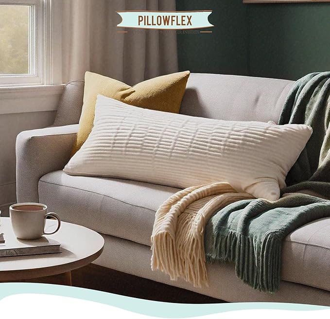 Pillowflex Synthetic Down Alternative Pillow Inserts for Shams - Comfy Pillows for Sleeping, Perfect Pillow & Best Sleeping Pillows, Handmade Down Alternative Throw Pillow Inserts - (21x27 Set of 2)