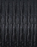 GOER 3.2 ft x 9.8 ft Black Photo Backdrop Party Streamers for Halloween,Birthday Party,1 Pack Black Metallic Tinsel Foil Fringe Curtains Party Decorations Wedding Decor