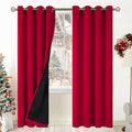 BGment Christmas 100% Blackout Curtains Thermal Insulated with Liner for Living Room Decoration - Grommet Double Layer Energy Saving Bedroom Curtain Drapes (52 x 84 Inches, Red, 2 Panels)