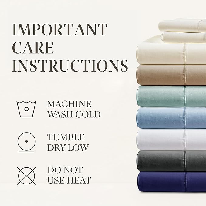 Hyde Lane Luxury 1000 Thread Count 100% Cotton Sheets | Very Soft & Thick - Fits Upto 20" Mattress | Sateen Weave Bed Sheets 18" Deep Pocket- 4 PC Sheet Set (Ashley Blue, California King)