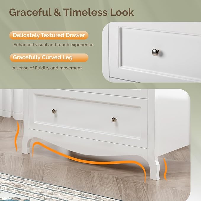 Bonnlo 31.5" W White Nightstand 3 Drawer Chest, Night Stand for Bedroom, Large Nightstand Wood Bedside Table with Drawers, 31.5" W*15.75" D*31.5" H