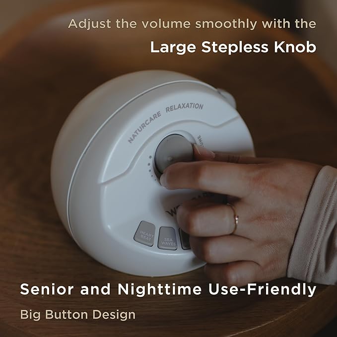 WELLCARE-Naturcare Sound Relaxation, White Noise, 7 Nature Sounds, Sleep Sound Machine, Calm Infants, for Baby, Kids, Adult. Stepless Volume, Timer, Powered by Adapter or Batteries(Both Not Incl.)