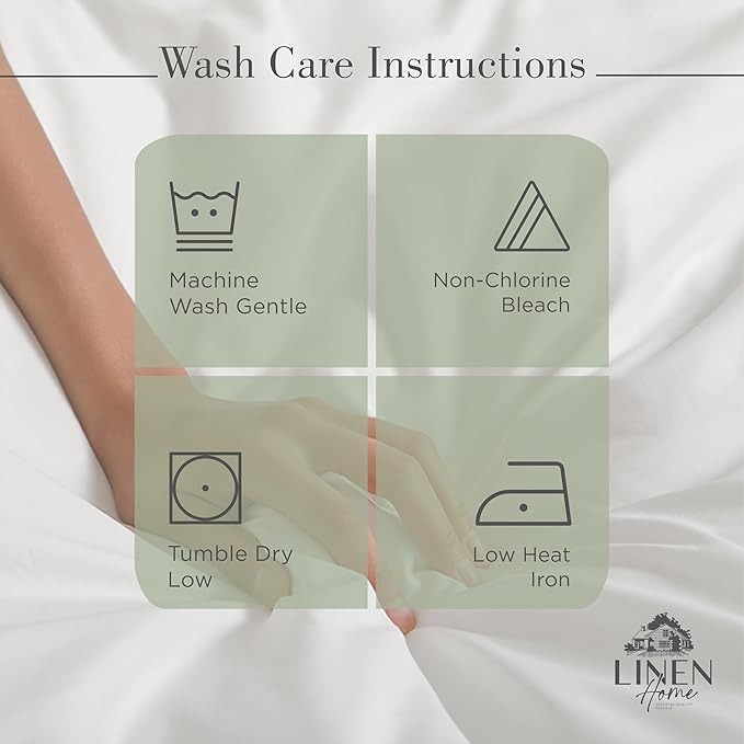Linen Home 100% Cotton Percale Sheets Queen Size, Oil Green, Deep Pocket, 4 Pieces Set - 1 Flat, 1 Deep Pocket Fitted Sheet and 2 Pillowcases, Crisp Cool and Strong Bed Linen