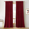 RYB HOME Red Theater Moive Velvet Curtains - Light & Heat Block Back Tabs Window Treatment Energy Efficient Privacy Protection Drapes for Hotel Villa Living Room, Ruby Red, W52 x L120 inches, 2 Panels