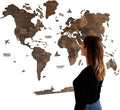 Handmade 3D Wood World Map Wall Art Large Wall Decor Track Your World Travels - Special for Home, Kitchen and Office (Walnut, Large)