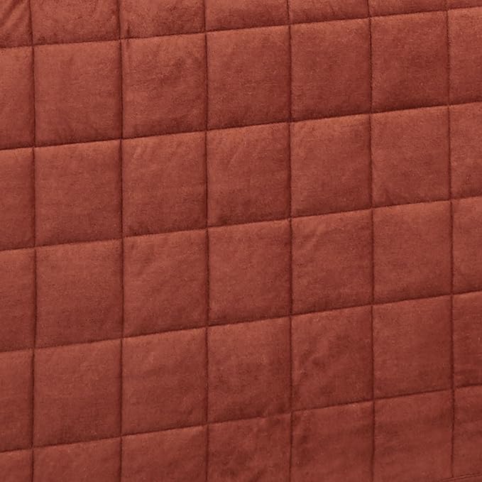 Camden Luxury Bedding | Warm Russet Color | Fitted Hollywood Daybed Bedding | Faux Suede Box Quilted Design | 5 Piece Set Includes Extra Long Hollywood Cover, 2 Bolster Shams, and 2 Bolster Pillows