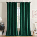 Joydeco Dark Green Velvet Curtains 63 Inches Long, Luxury Grommet Blackout Curtain 2 Panels, Thermal Insulated Privacy Room Darkening Window Drapes for Bedroom Living Room Home Theatre (52Wx63L)
