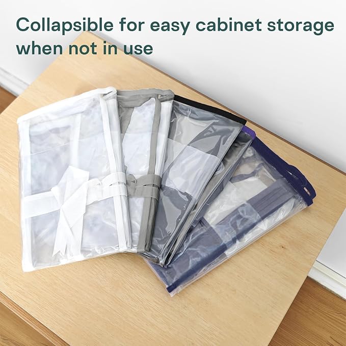 5PACK Clear Zippered Storage Bags for Clothes, 22L Closet Organizers Bag, and Blanket Storage Bags for Bedding, Linen, Blankets, Comforters, Clothing & Toys (Purple)