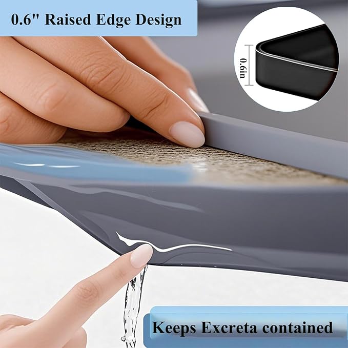 Bedside Commode Mat for Floor Protector - Silicone Bedside Toilet Mats for Seniors with Raised Edge Recyclable Non-Slip Commode Pad Under Portable Bedside Commode Adults Potty Chair (Gray, 24"X20")