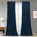 StangH Navy Blue Curtains for Living Room, Luxury Velvet Blackout Thermal Insulated Sliding Door Curtains Heavy Thick Privacy Drapes Home Decor for Office/Bathroom, W52 x L90, 2 Panels