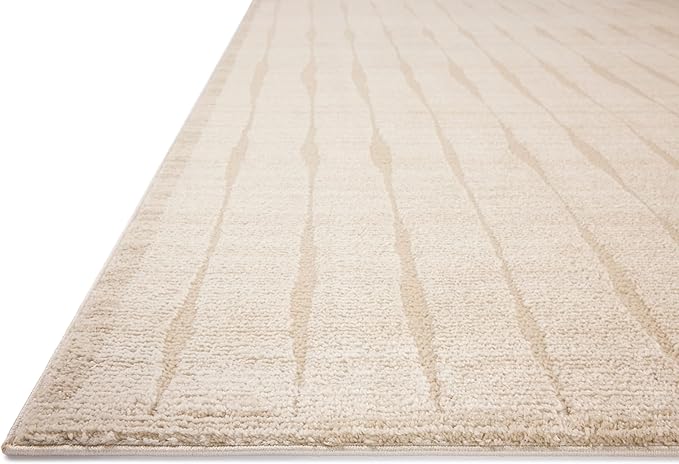 Loloi Chris Loves Julia Calvin Collection CLV-02 Ivory/Oatmeal 9'-6" x 12'-6" Area Rug Checkered Neutral Soft Living Room Bedroom Carpet
