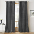 RYB HOME Grey Velvet Curtains 90 inches Long - Super Soft Blackout Curtains Thermal Insulated Drapes Back Tab Style for Bedroom Home Office, Wide 52 x Long 90, Grey, 2 Panels