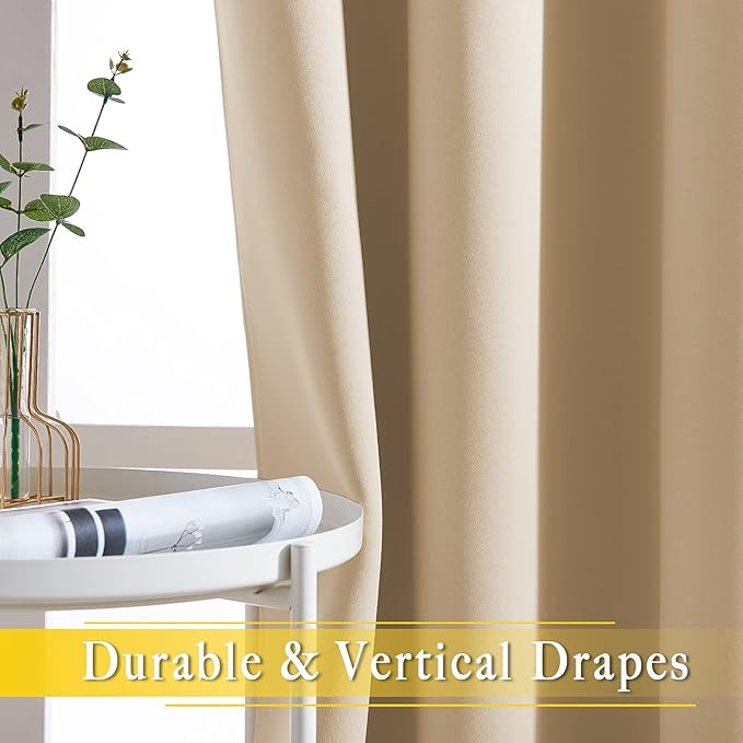 NICETOWN Sliding Door Curtain Panel Room Darkening Window Treatment, Blackout Patio Door Panel Privacy Thermal Insulated Drapes for Living Room (1 Panel, Biscotti Beige, W80 x L108)