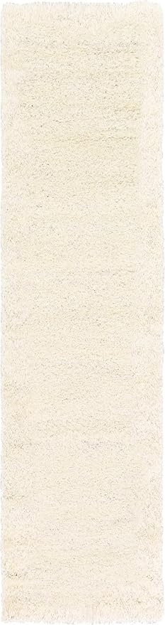 Unique Loom Solid Shag Collection Area Rug (2' 7" x 10' Runner, Snow White)