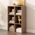 OSCHF 6-Cube Storage Shelf Bookcase - Wooden 3-Tier Floor Standing Open Bookshelf for Home and Office, Cuby Orgainzer, Walnut
