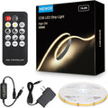 COB LED Strip Light with Remote, 16.4ft, 3000K Dimmable, Warm White LED Lights for Mirror, Under Bed, Stair, Cabinet, TV Backlight, Cuttable LED Light Strip