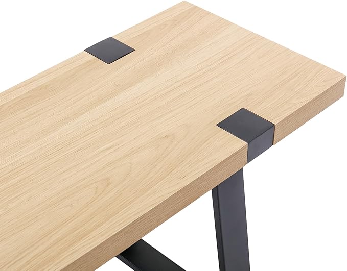 Wahson 60" Dining Bench, Natural Wooden Table Bench with Metal Legs, Modern Kitchen Bench for Enrtyway/Indoor/Dining Room