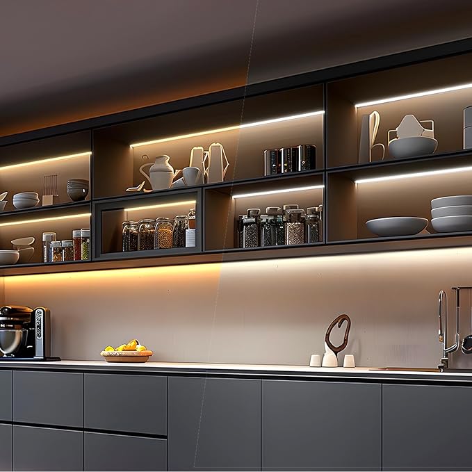 VST Smart Under Cabinet Lighting 6 Bars - UL Listed CRI 93+ Adjustable COB Strip Lights, Alexa & Google Home Compatible, App/Voice/Hand Wave Control for Kitchen Cabinets & Closets