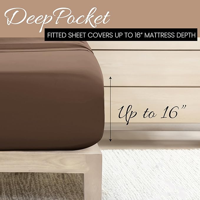 Linen Market Brushed Microfiber Queen Sheet Set 4 Piece – Oeko-TEX Certified Ultra Soft & Wrinkle-Free - 16" Deep Pocket Sheets - Easy Care Queen Size - Taupe