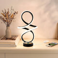 Mayful Modern Spiral Table Lamp, Bedside Lamp with USB C & A Ports, Touch Control Dimmable with 3 Color Temperatures,Unique LED Lamp for Nightstand Bedroom Office Living Room, Black