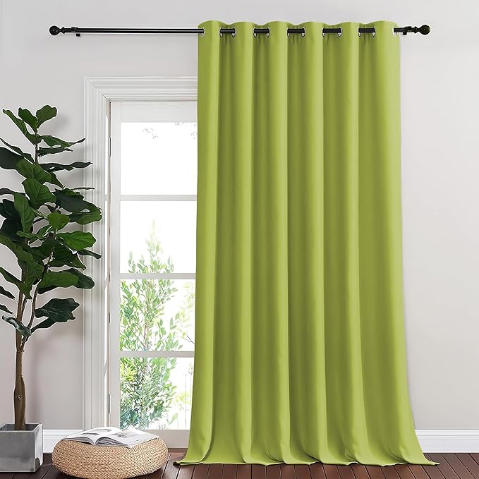 NICETOWN Room Divider Curtain 132 Inches Long, Wide Blackout Sliding Door Curtain for Bedroom, Room Darkening Privacy Window Curtain for Patio Door (1 Panel Set, Fresh Green, 80 x 132 Inch)