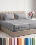 Extra Deep Split King Sheet Set - 7 Piece Breathable & Cooling Sheets - Hotel Luxury Bed Sheets Set - Easy Fit - Soft, Wrinkle Free & Comfy Sheets Set - Heathered Grey Sheet Set w/Extra Deep Pockets