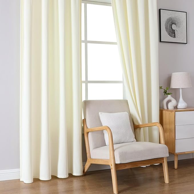 Joydeco White Velvet Curtains 108 inch Length 2 Panels, Luxury Blackout Rod Pocket Thermal Insulated Window Curtains, Super Soft Room Darkening Drapes for Living Dining Room Bedroom,W52 x L108 inches
