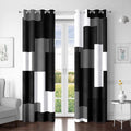 Black Grey 100% Blackout Curtains for Bedroom 96 inch Long 2 Panels Set White Grey Modern Abstract Geometric Black Out Curtains Insulated Room Darkening Window Drapes for Living Room, 52Wx96L