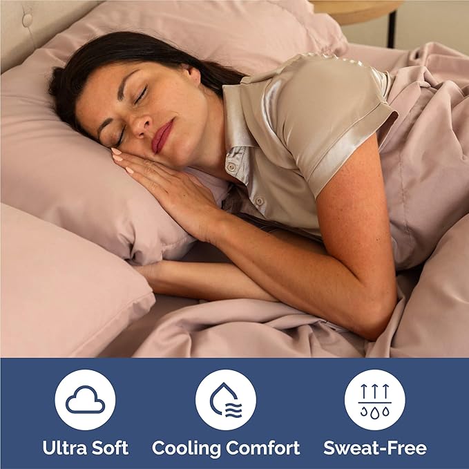 Split King 7 Piece Sheet Set - Cooling & Breathable - Hotel Luxury Bedding - Includes Fitted Sheets for Women, Men, Kids and Teens - 1 Flat, 2 Fitted Sheets, 4 Pillowcases with Deep Pockets - Mauve