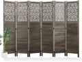Svimi Folding Room Divider, 66.9 Inch 6 Panels Wood Carved Privacy Screens, Free Assembled Freestanding Portable Separation Wall for Home Office Restaurant Bedroom (Gray)