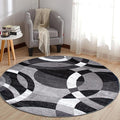 Rugshop Contemporary Abstract Circles Perfect for high Traffic Areas of Your Living Room,Bedroom,Home Office,Kitchen Area Rug 6'6" Gray (6' 6" Diameter)